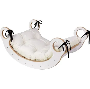 Hra na zahradu GUGI Montessori dřevěná houpačka XL + polštářek Béžová