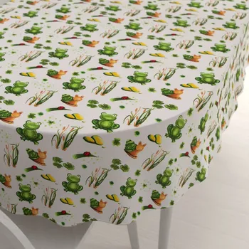 ubrus Dětský bavlněný oválný ubrus Sandra SA-609 Žabky a šneci na bílém 50x100 cm