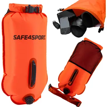 SAFE4SPORT Záchranná bójka s kapsou na věci MasterSwimmer Active + vnější kapsa ORANŽOVÁ|ČERNÁ