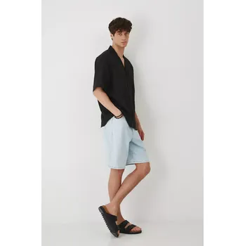 Pánská košile Lněná košile Medicine pánská, černá barva, relaxed RS25.KKM090 99X, vel. XXL