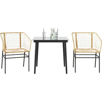 3dílný zahradní jídelní set hnědý polyratan sklo Hnědá 3334492