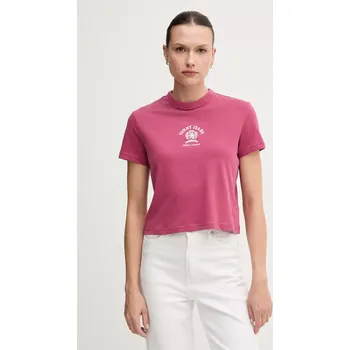 Pánské tričko Bavlněné tričko Tommy Jeans růžová barva, DW0DW20317 43X, vel. XL