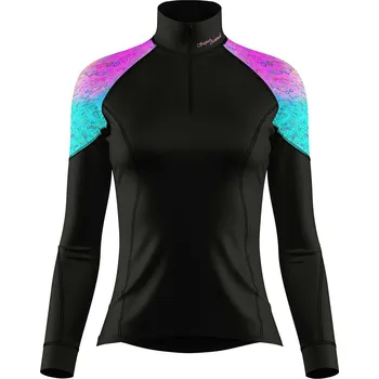 Dámské funkční triko dlouhý rukáv se zipem AQUARELLE LADY černá Bamboo Light New - Růžová / XL