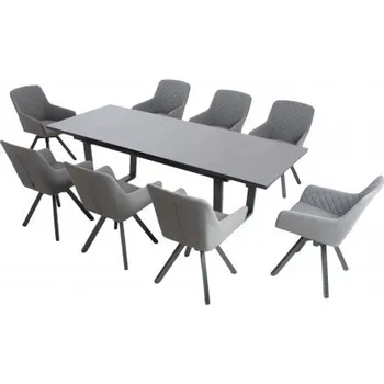 Zahradní sestava Doppler LIVORNO PARIS otočné šedé - luxusní zahradní souprava 8+1