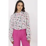 Bílá dámská květinová košile s nabíranými rukávy LK-KS-509972.96-white Velikost: L/XL