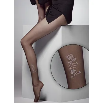 Dámské punčochy Černé silonky se vzorem Veneziana Cleo 20 den Velikost: S, Barva: Černá