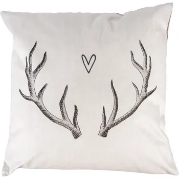 Béžový povlak na polštář s parožím Love Deer - 45*45 cm