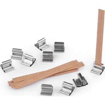 Výroba svíčky Stoklasa Dřevěný knot na svíčky s držákem 0,8x9 cm (10 ks) Hnědá přírodní