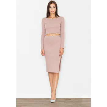 Dámský set halenka se sukní s rozparkem M484 Dark pink Velikost: L/XL