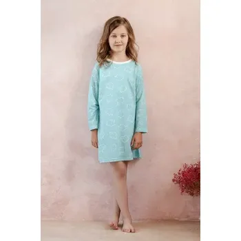 Dívčí noční košile Taro, dětská noční košile 3278-Tabbie, dlouhý rukáv, tyrkysová, vel. 122