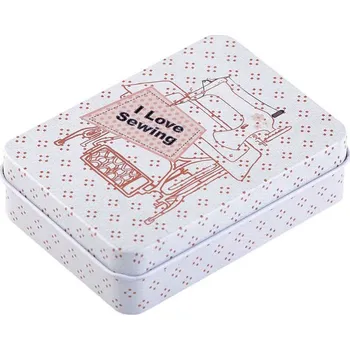 Organizér galanterie Plechová krabička na šití, barva 4 šedá nejsvětlější