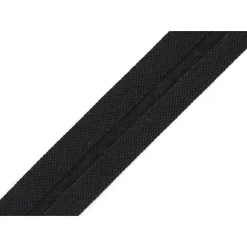 Šikmý proužek bavlněný šíře 20 mm zažehlený, barva 1 / 21 černá