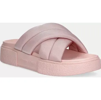Dámské pantofle Pantofle Tommy Jeans FLATFORM SANDAL dámské, růžová barva, na platformě, EN0EN02775 30X, EUR 37
