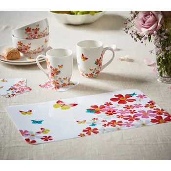 prostírání 3Pagen 6 prostírání + 6 podtácků Motýli Basilico 42 x 26 cm a 10 x 10 cm