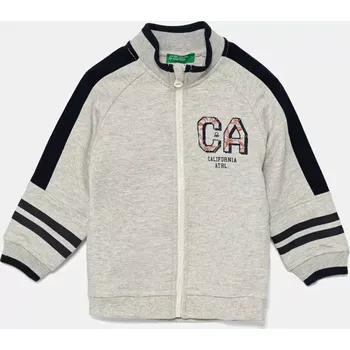 Chlapecká mikina Dětská bavlněná mikina United Colors of Benetton šedá barva, vzorovaná, 3BC1G503R 3BC1G503R.P.Seasonal 09X, vel. 82