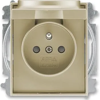 Elektrická zásuvka ABB TIME Zásuvka 6619E-A06397 33 s víčkem a clonkami, bezšroubové svorky, IP40, šampaňská 6619E-A06397 33
