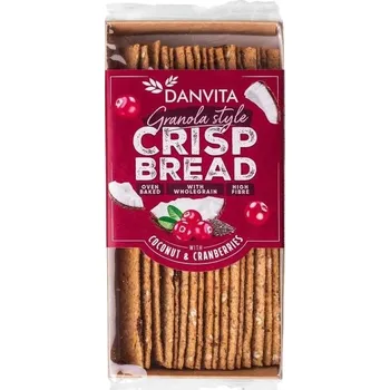 Danvita Křehké pšeničné granola plátky s kokosem, brusinkami a chia semínky 130 g