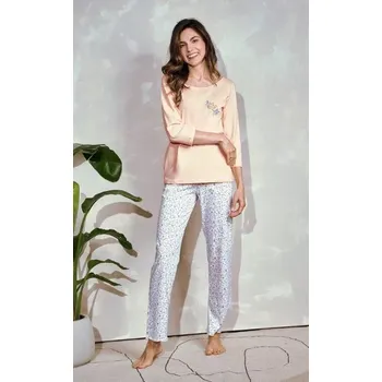 Dámské pyžamo Dámské pyžamo 3240-Ariella, dlouhý rukáv, meruňková, vel. S, M, L, XL