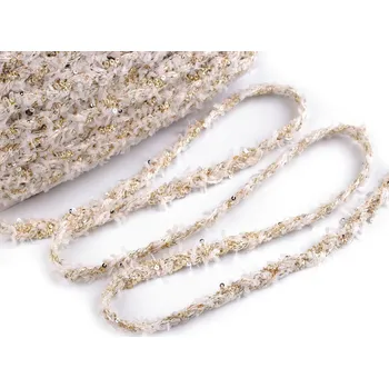 Galanterie Prýmek splétaný s drobnými flitry šíře 10 mm