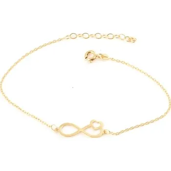 Náramek Ego Fashion Dámský zlatý náramek s nekonečnem a srdíčkem ZLNA888F 17 cm