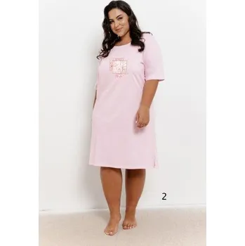 Dámská noční košile Dámská noční košile 3364-Isla, krátký rukáv, růžová, vel. XXL, 3XL