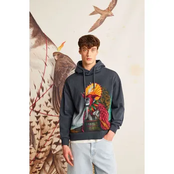 Pánská mikina Mikina Medicine pánská, šedá barva, s kapucí, s potiskem RS25.BLM800 GRX, vel. S