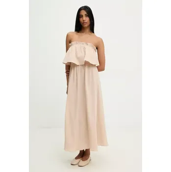 Dámské šaty Bavlněné šaty Answear.LAB béžová barva, mini 8870.b.flk 80X, vel. S