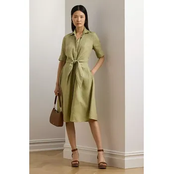 Dámské šaty Lněné šaty Lauren Ralph Lauren 200905667 zelená 91X, vel. 36