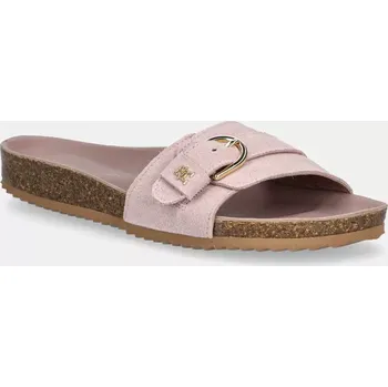 Dámské pantofle Semišové pantofle Tommy Hilfiger SOFT SUEDE ADJUSTABLE MULE dámské, růžová barva, FW0FW08809 03X, EUR 36