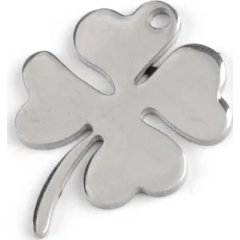 Brož Přívěsek / mezidíl z nerezové oceli vločka, strom života, čtyřlístek, list, střední, 3 platina čtyřlístek