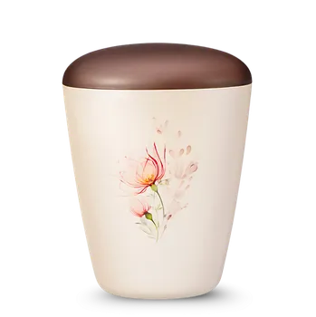 Smuteční dekorace Ekologická urna Exclusive - Krémová/Kytice