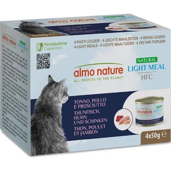 Krmivo pro kočku 12x50g Almo Nature HFC Natural Light - tuňák, kuřecí a šunka