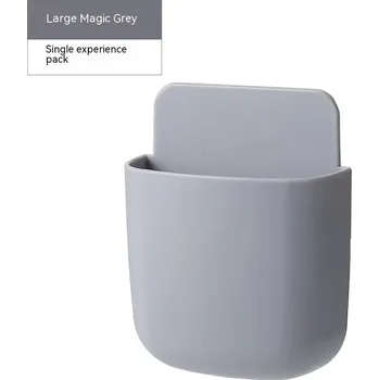 Úložný box Nástěnný držák na telefon a ovladače s poličkou | úložný organizér, nástěnná skříňka - šedá