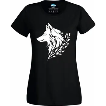 Dámské tričko Dámské tričko Vlk mezi Listy (Velikost: S, Barva: Černá)