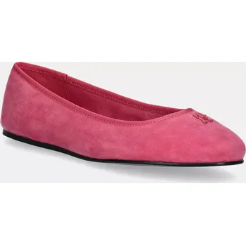 Dámské baleríny Semišové baleríny Tommy Hilfiger TH HARDWARE SUEDE BALLERINA růžová barva, FW0FW08655 30X, EUR 37