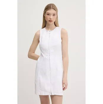 Dámské šaty Džínové šaty Tommy Jeans bílá barva, mini, přiléhavé, DW0DW20420 00J, vel. XXL