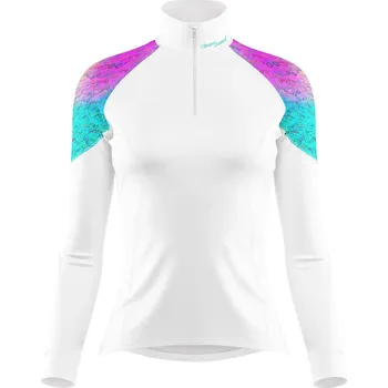 Dámské funkční triko dlouhý rukáv se zipem AQUARELLE bílá Bamboo Light New - Růžová / M