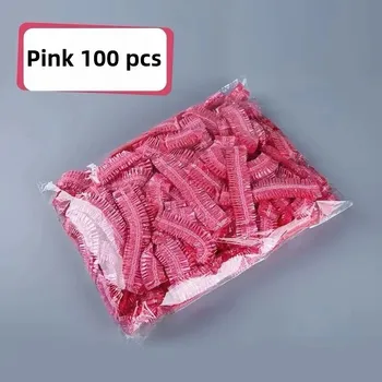Sprchovací čepice 100 ks Jednorázová sprchová čepice s gumičkou na vlasy | koupací pomůcka, vlasová ochrana - Růžový