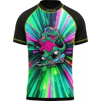 Dětské funkční triko krátký rukáv T-REX černá Bamboo Ultra - Zelená / 150