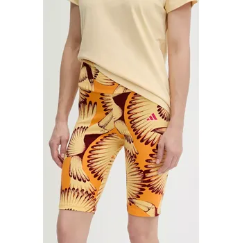 Dámské kraťasy Kraťasy adidas x Farm Rio dámské, žlutá barva, vzorované, high waist, JD6287 22X, vel. S