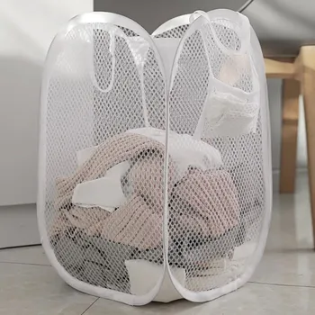 Koš na prádlo Skládací koš na třídění prádla s rámem | koš na prádlo, úložný koš - Bílý