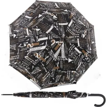 Deštník Doppler Fiber Flex AC Scribble Black - dámský holový vystřelovací deštník