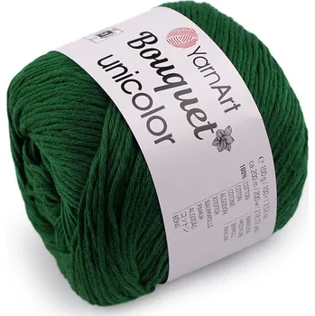Příze Bavlněná pletací příze Bouquet Unicolor 100 g, barva 11 (3221) zelená tmavá