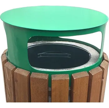 Venkovní odpadkový koš ADVAS Stříška venkovního koše beton-dřevo Žárově vypalovaná barva komaxit S popelníkem