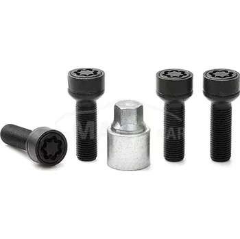 Šroubek na kolo Zajišťovací šrouby SICUSTAR M14x1,5x50mm, kulová R13, klíč 17, černé (Pojistné šrouby SICUSTAR)