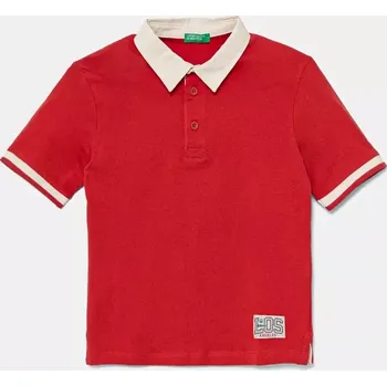 Dětská móda Dětská bavlněná polokošile United Colors of Benetton 3BL0G300W.P.Seasonal červená 33X, vel. 82