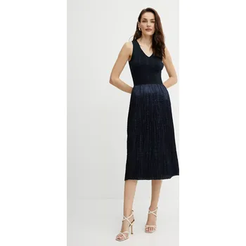 Dámské šaty Šaty BOSS tmavomodrá barva, midi, 50537736 59X, vel. M