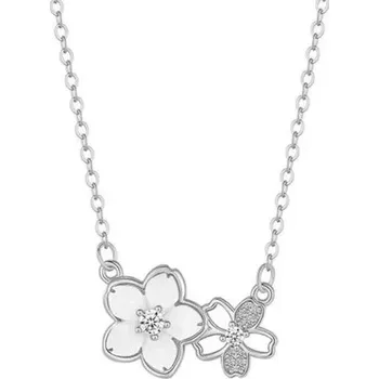 Náhrdelník Jednoduchý letní náhrdelník s květinovým přívěskem | módní řetízek, dámský šperk - Stříbřitý
