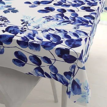 ubrus Bavlněný obdélníkový ubrus Sandra SA-605 Modrý eukalyptus na bílém 60x100 cm