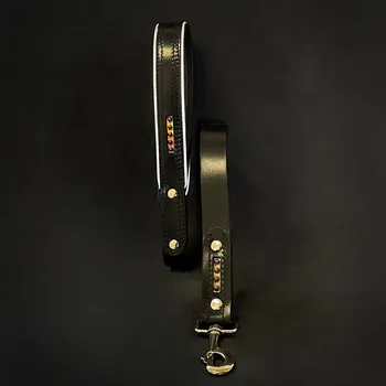 Vodítko pro psa Kožené vodítko pro psy Bestia Collars Atlantis černé